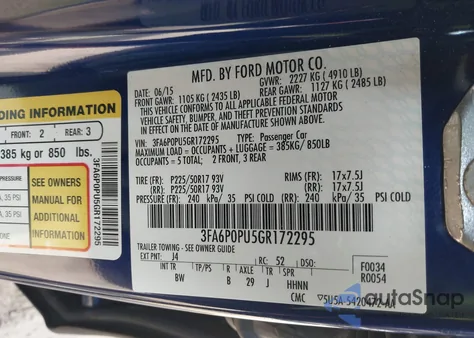 2016 Ford Fusion Energi Se Luxury из США, поврежденный, VIN 3FA6P0PU5GR172295